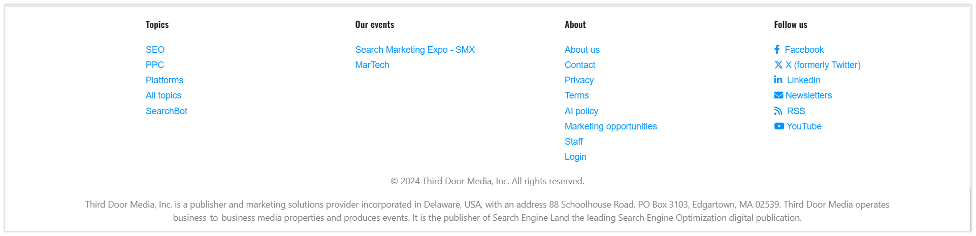 Footer Search Engine Land